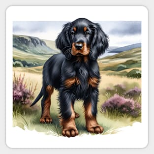 Watercolor Gordon Setter Puppies - Cute Puppy Sticker